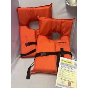 2-Type II PFD AK1 Near Shore Buoyant Vest Orange Universal Adult New w/Booklet